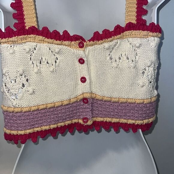 ZARA Crochet Knit Cotton Heart Croo Tank Top-S - Picture 7 of 9